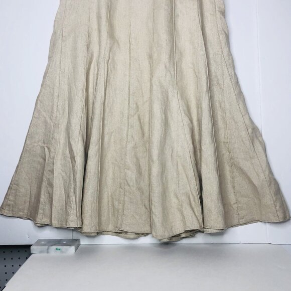 J Jill Fit & Flare Linen Maxi Skirt Size 12 Beige Metallic Travel Boho Romantic - Picture 7 of 13